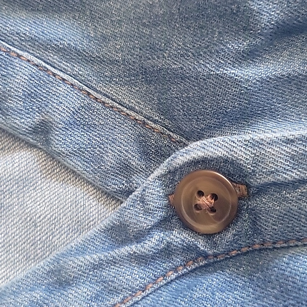 Old Navy Button Down Denim Dress pockets short sleeve chambray preppy sz MEDIUM - Picture 5 of 8